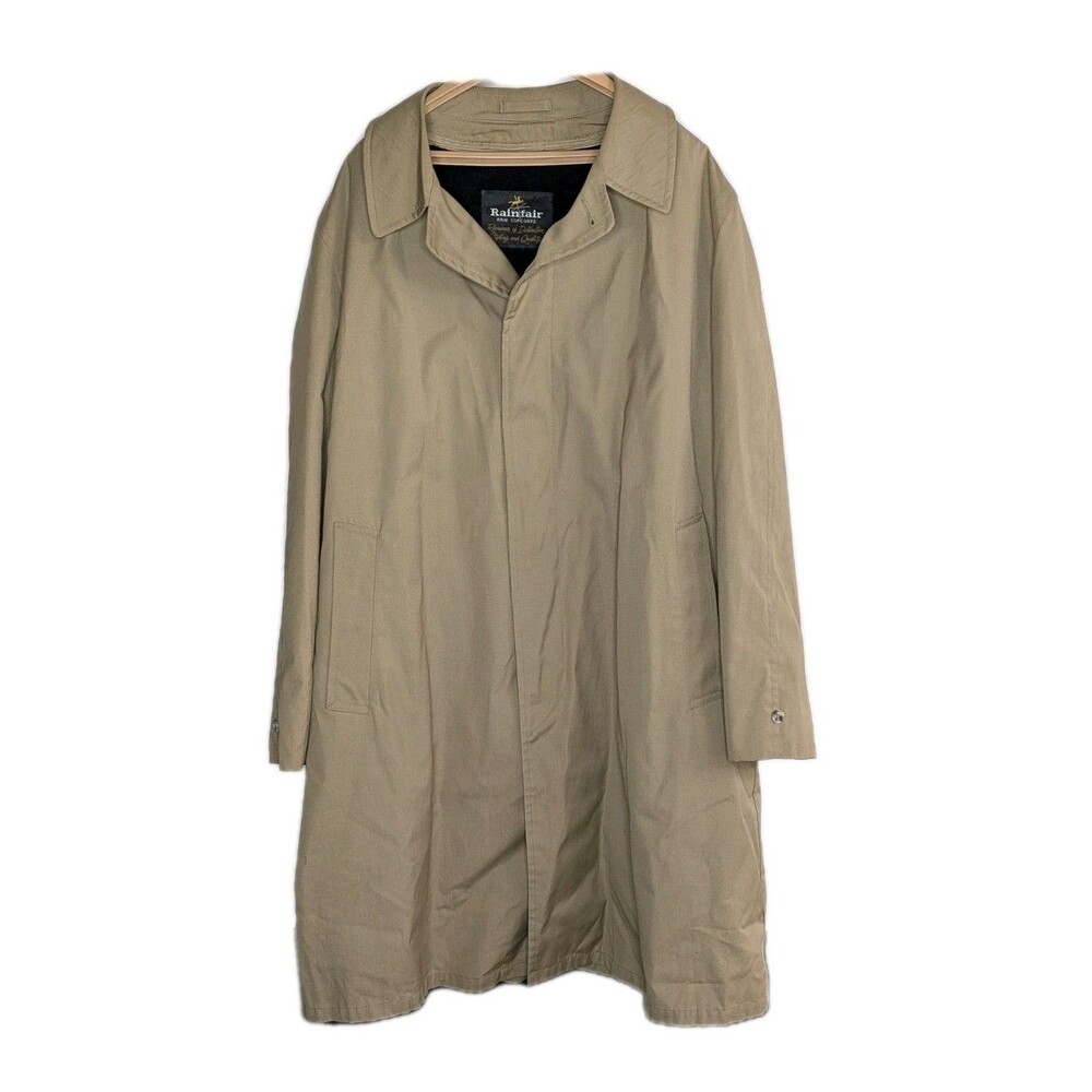 Vintage Rainfair Rain Topcoat Mens Size 44 Khaki Removable Fleece Liner Trench